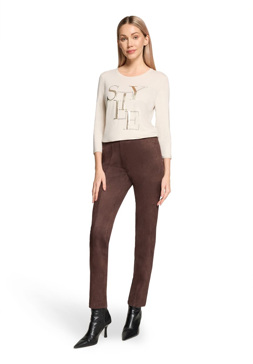 T-Shirt mit Metallic-Print und 3/4-Arm