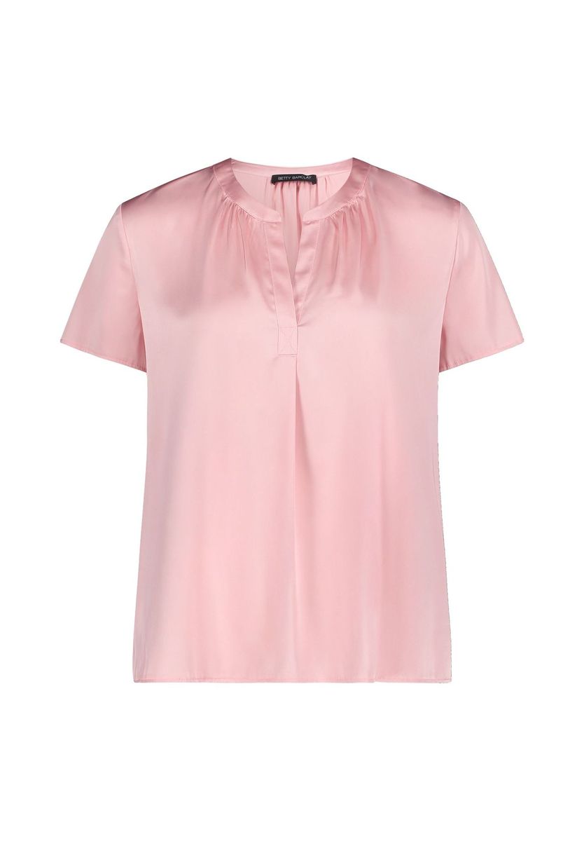 Kurzarm-Satinbluse mit V-Ausschnitt