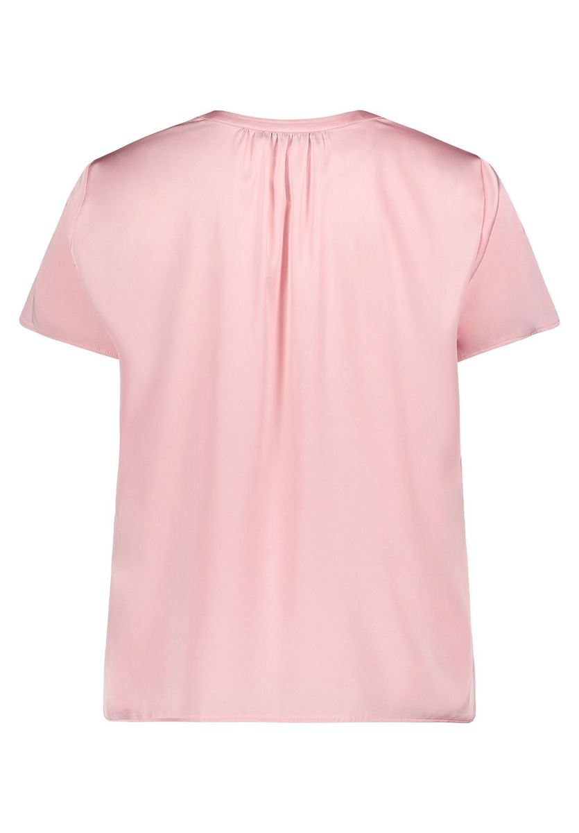 Kurzarm-Satinbluse mit V-Ausschnitt