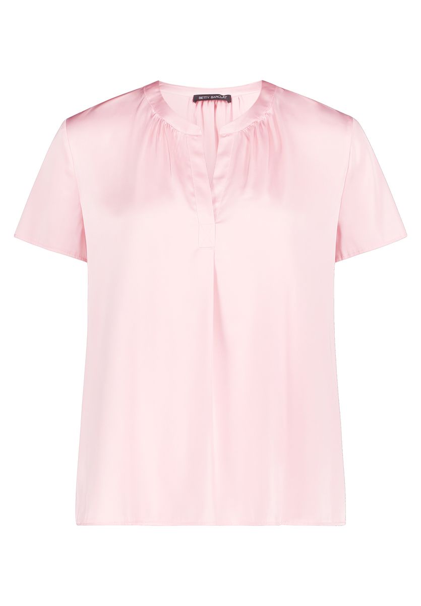 Kurzarm-Satinbluse mit V-Ausschnitt