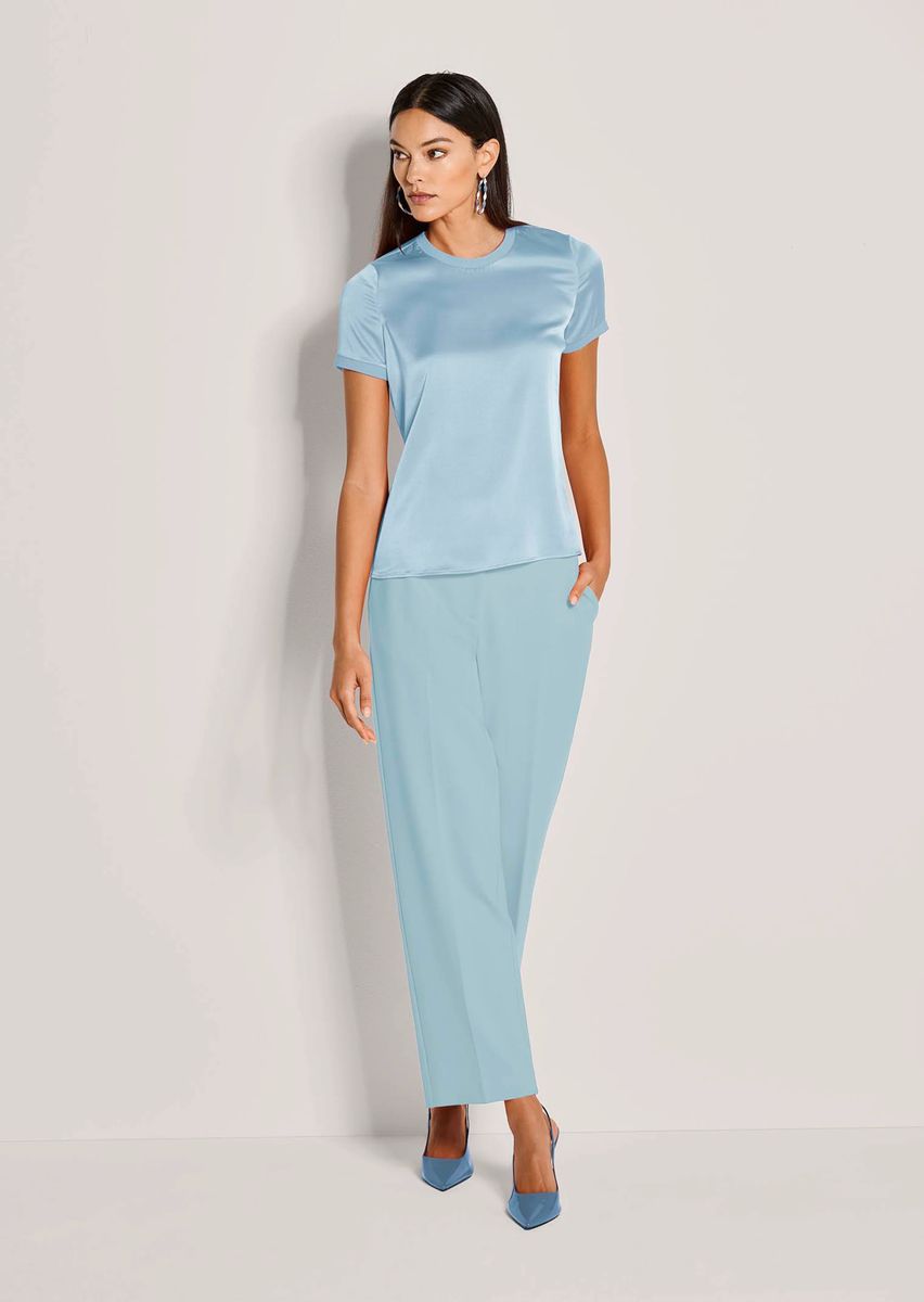 Elegantes Seiden-Blusenshirt mit Rippbündchen