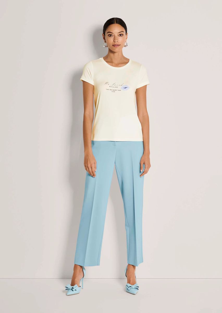 T-Shirt mit Statement-Print und Straßsteinen