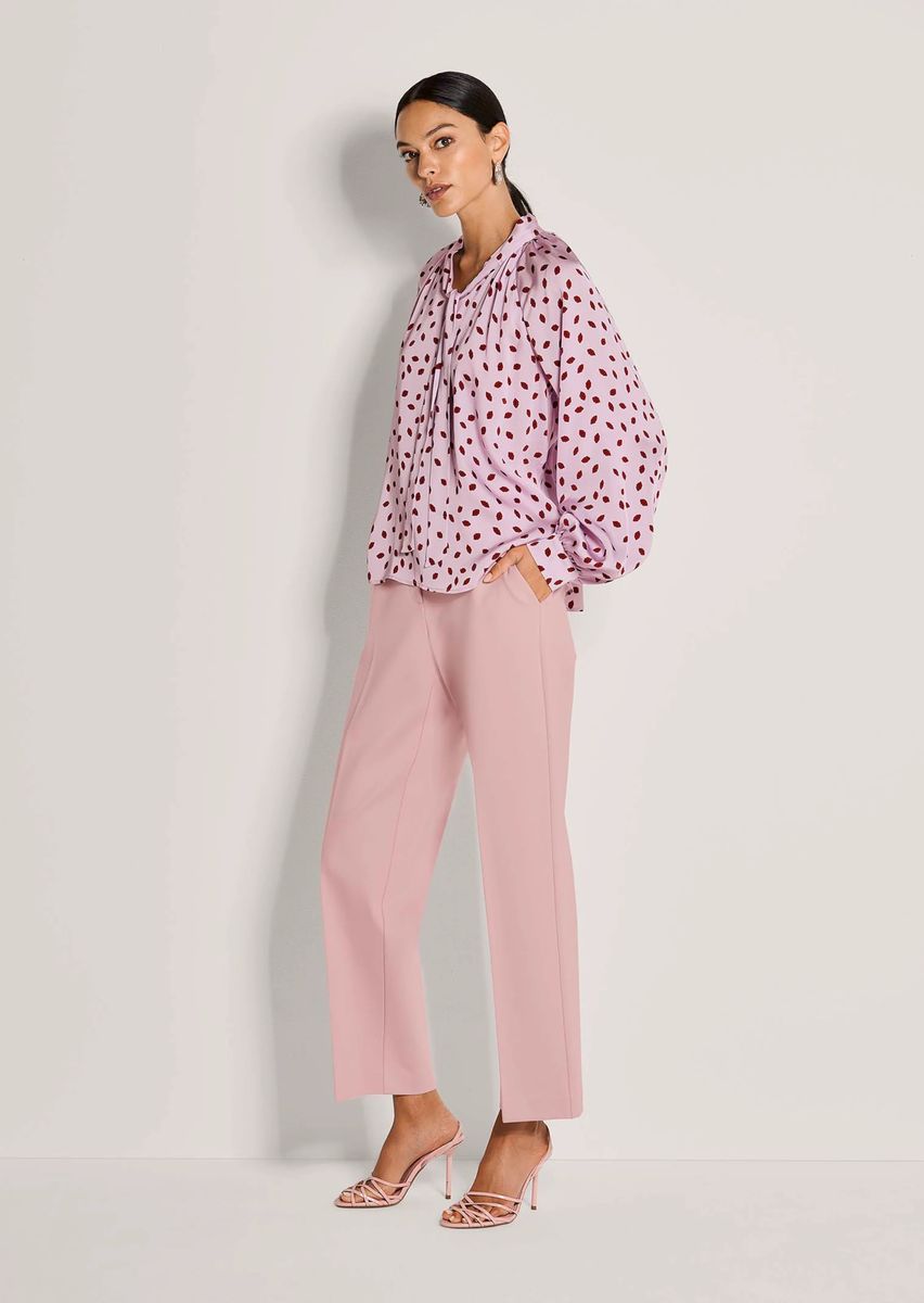 Verspielte Kussmund-Print Bluse mit Bindeband