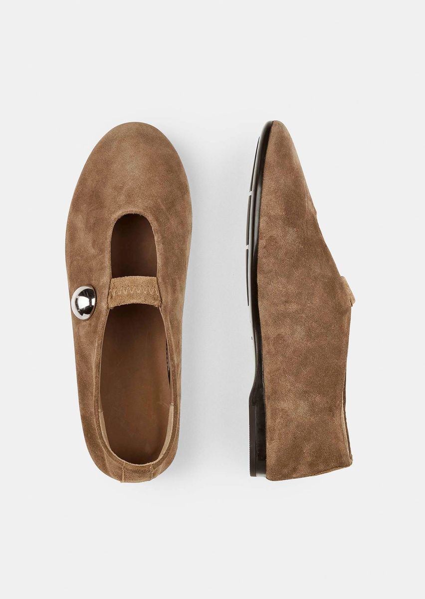 Mary Jane Ballerinas aus Veloursleder