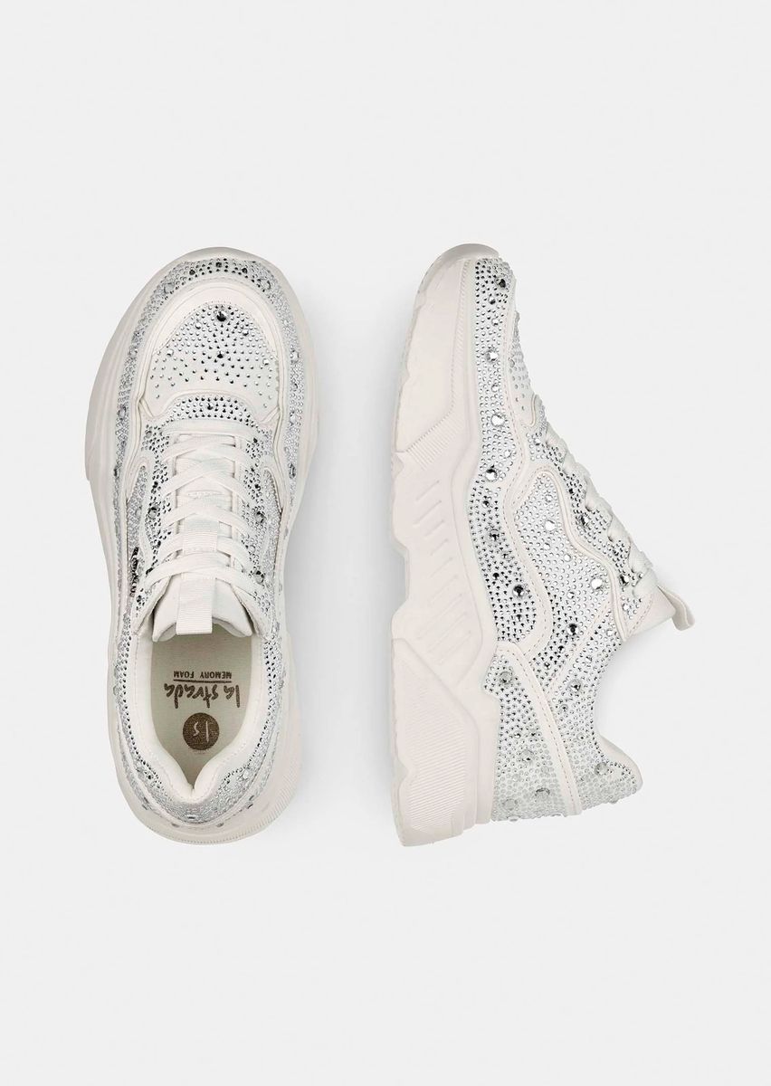 Plateau-Sneaker mit funkelnden Schmucksteinen