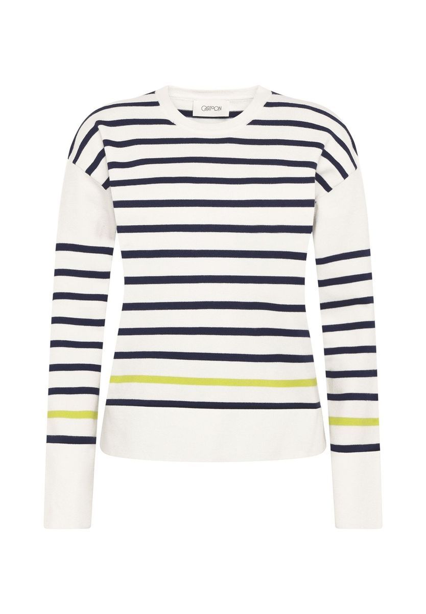 Gestreifter Rundhals-Strickpullover