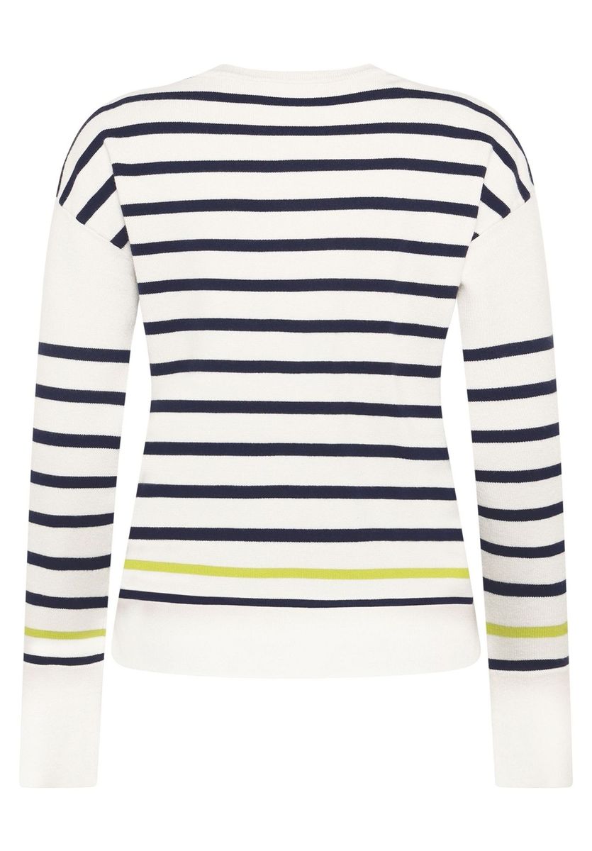 Gestreifter Rundhals-Strickpullover
