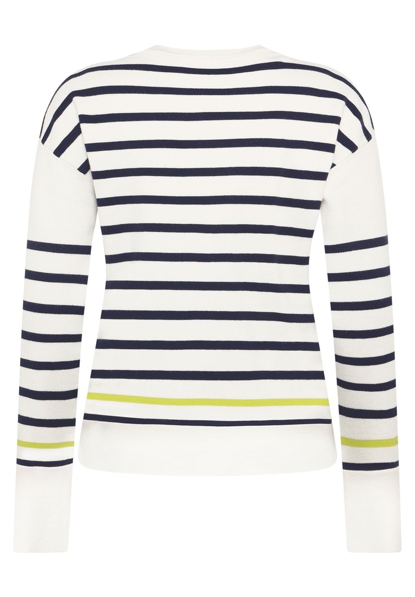 Gestreifter Rundhals-Strickpullover