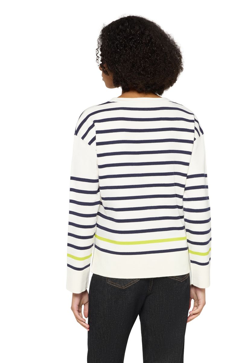 Gestreifter Rundhals-Strickpullover