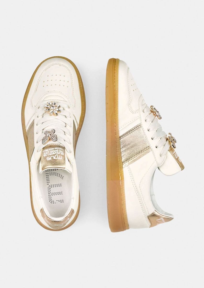Verzierte Leder-Sneaker mit Akzenten