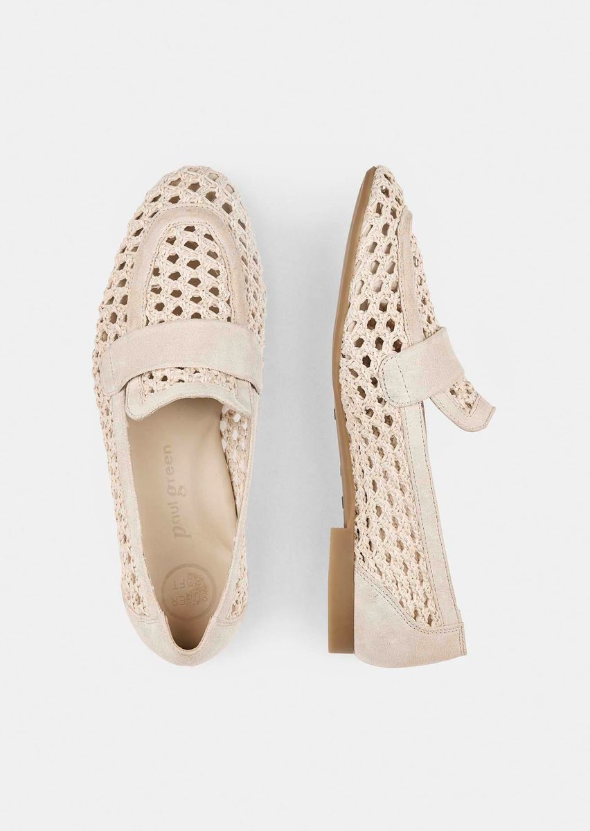 Geflochtene Slipper mit Lederbesatz