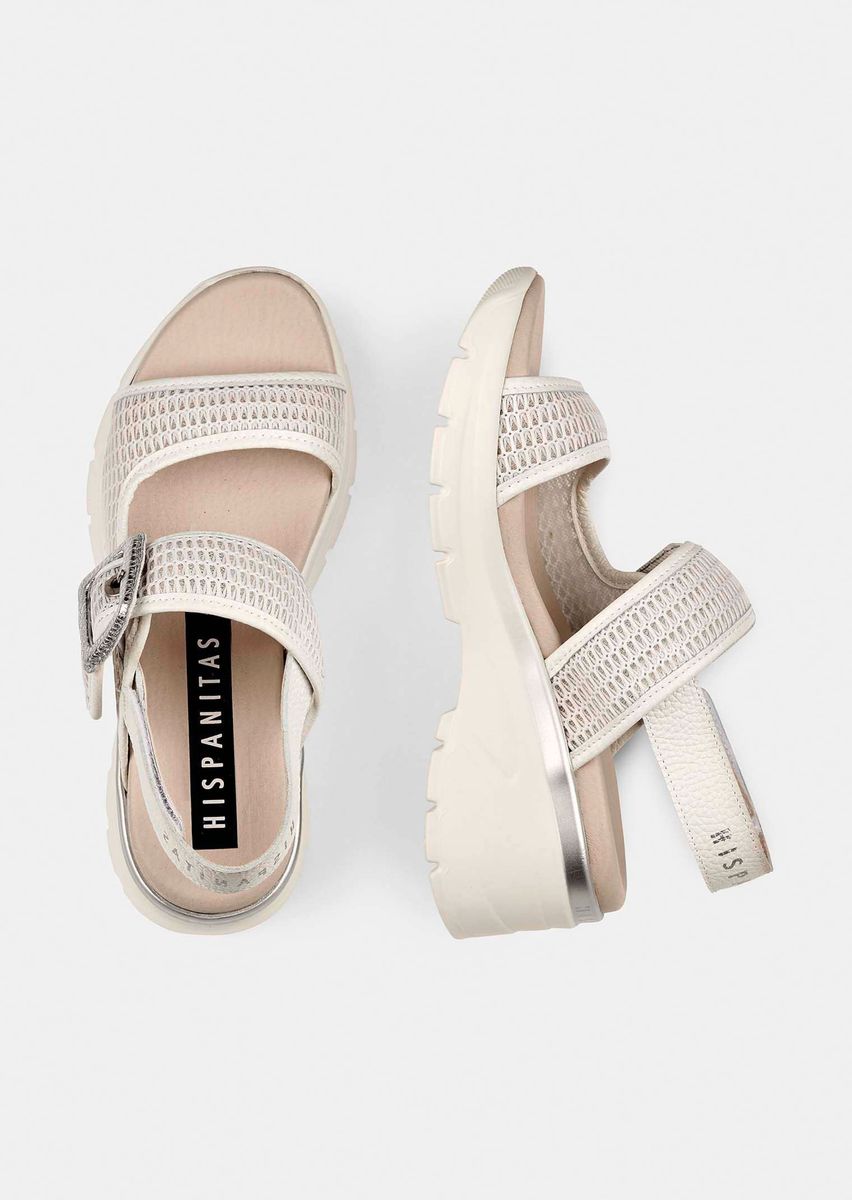 Strukturierte Plateau-Sandalen mit Schnalle