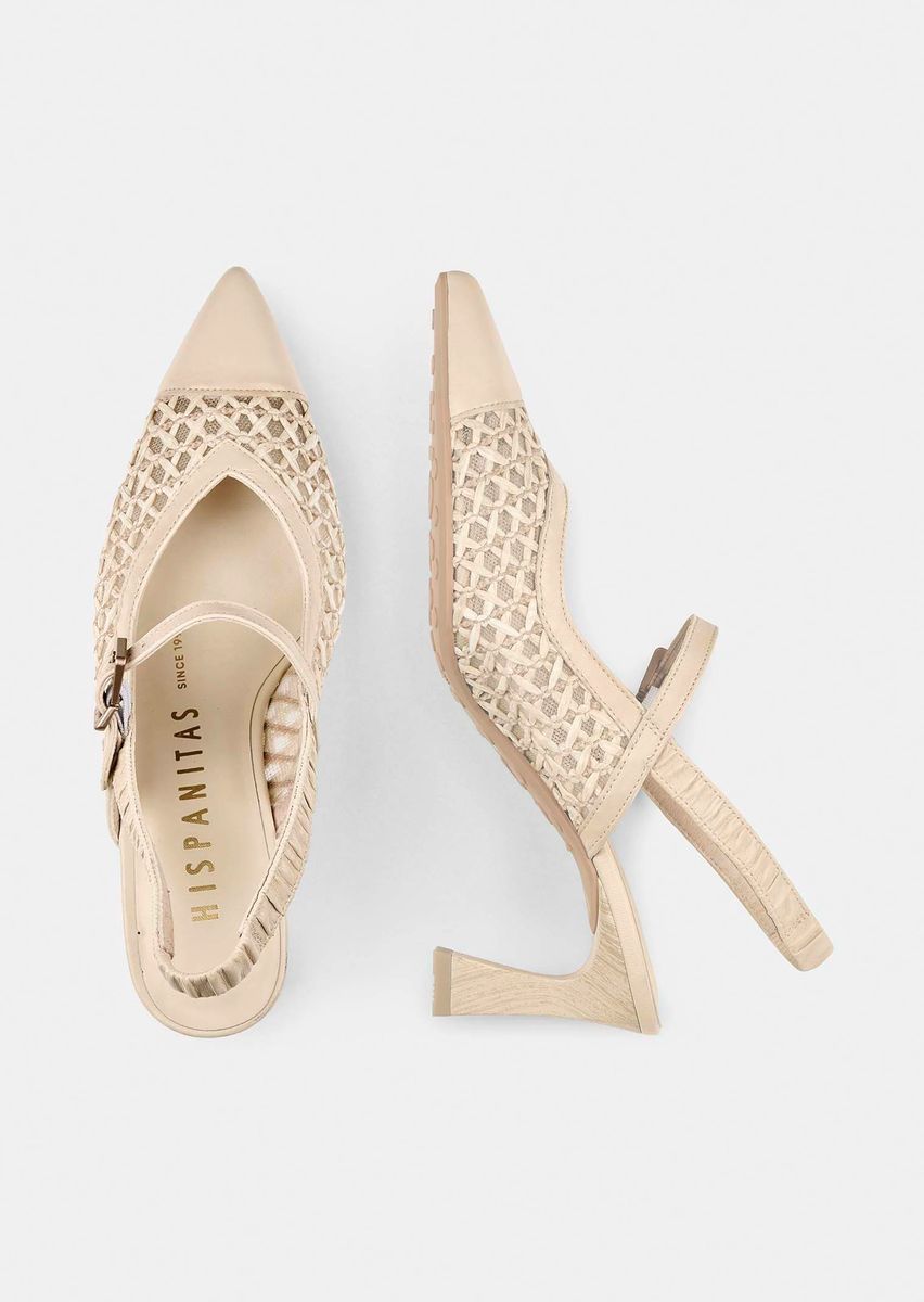 Geflochtene Slingpumps mit spitzer Kappe