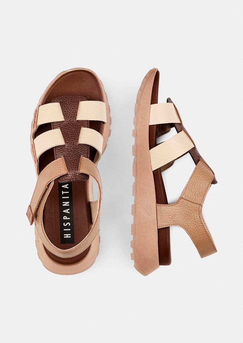 Moderne Leder-Riemchensandalen mit Plateau