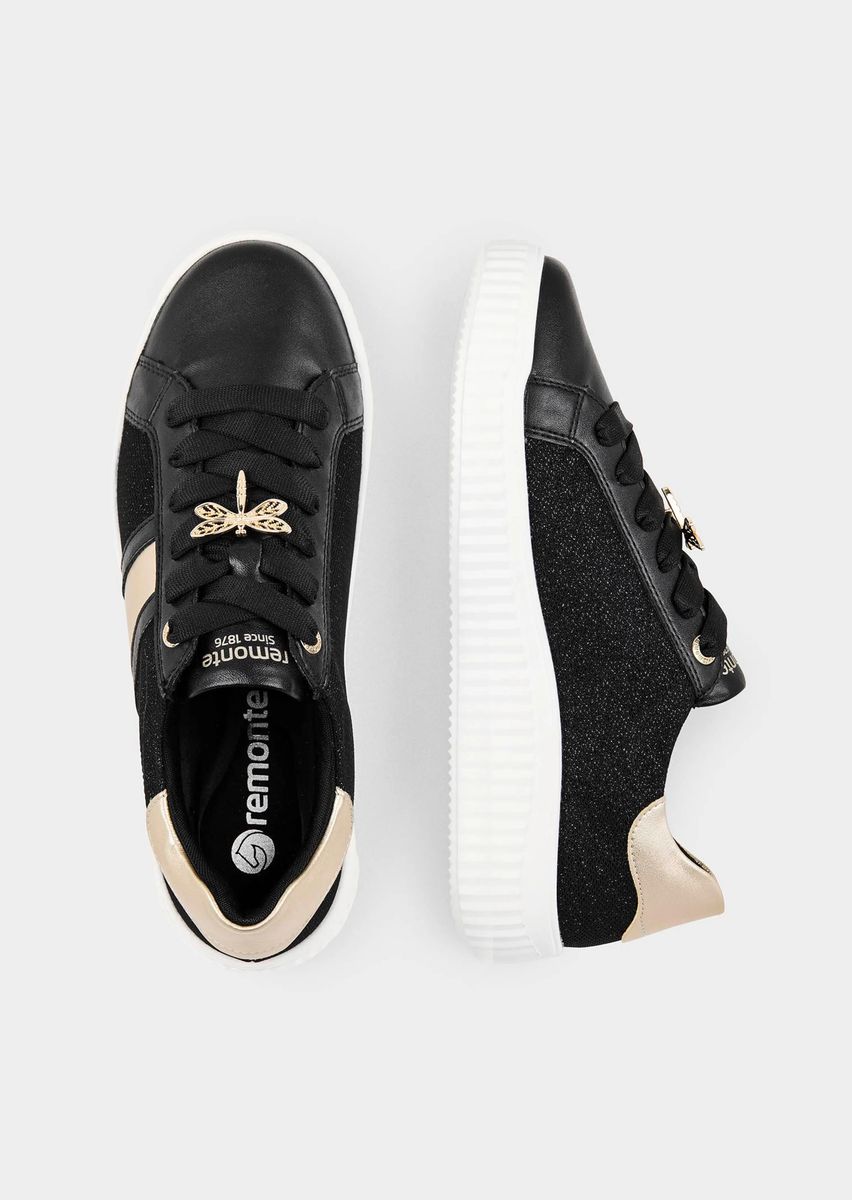 Schimmernde Plateau-Sneaker mit Libellen-Verzierung