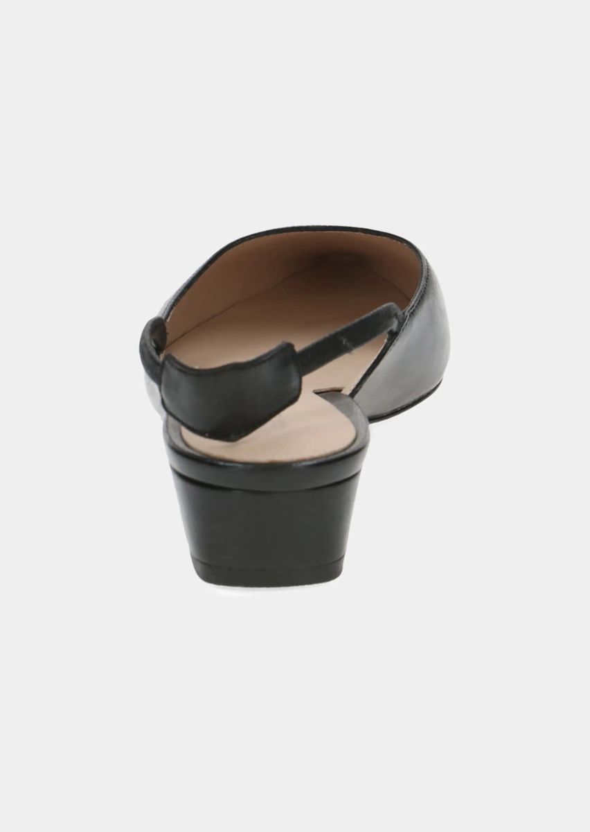 Klassische Leder-Slingpumps mit Blockabsatz