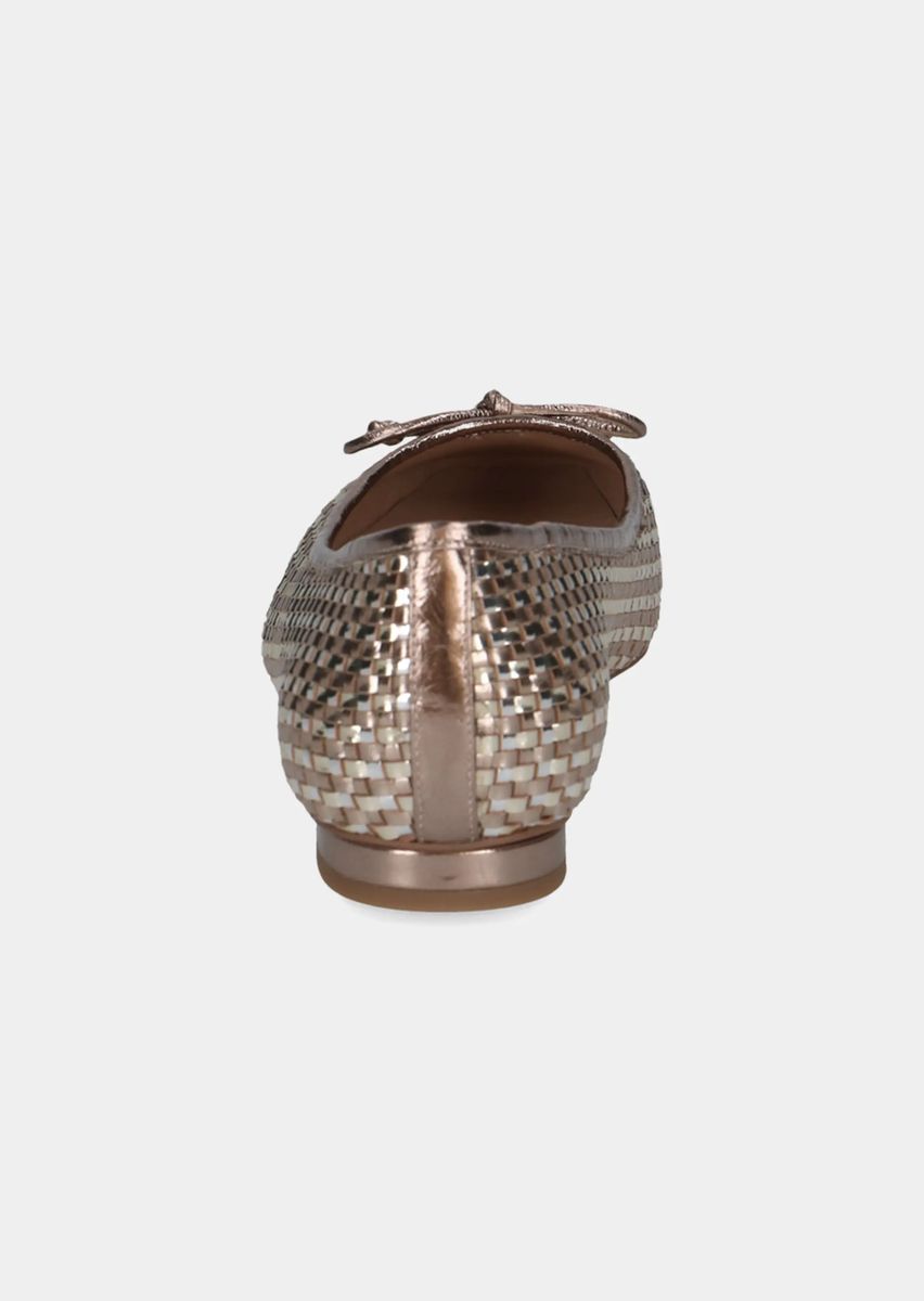 Leder-Ballerina in Flechtoptik mit Schleife