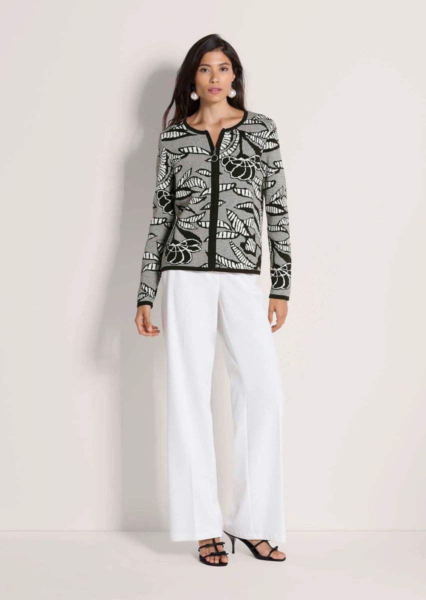 Jacquard-Strickblazer mit botanischem Muster