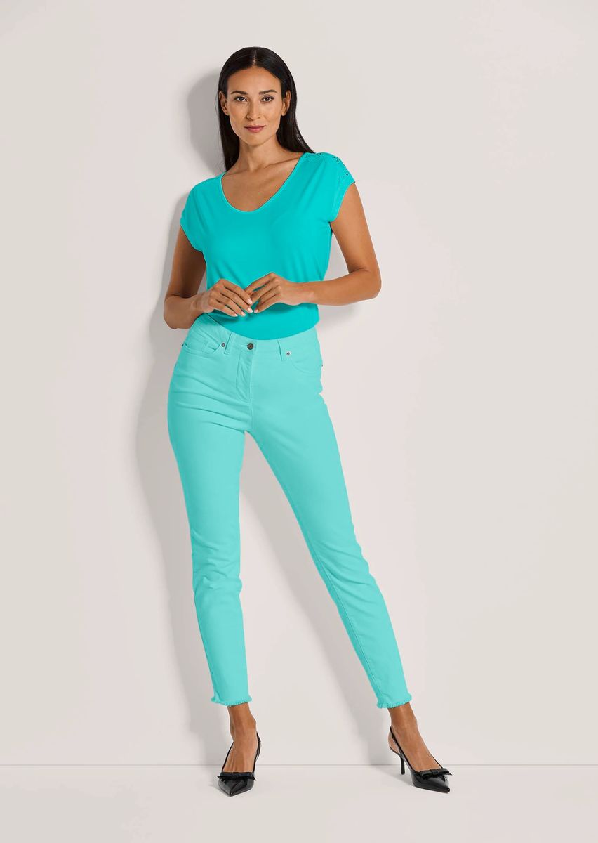 Skinny-Jeans mit feinem Fransensaum