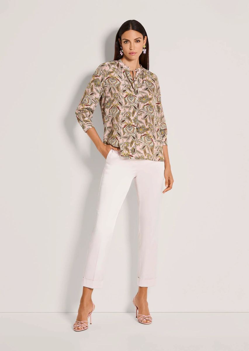 Florale Schlupfbluse mit Bindeband