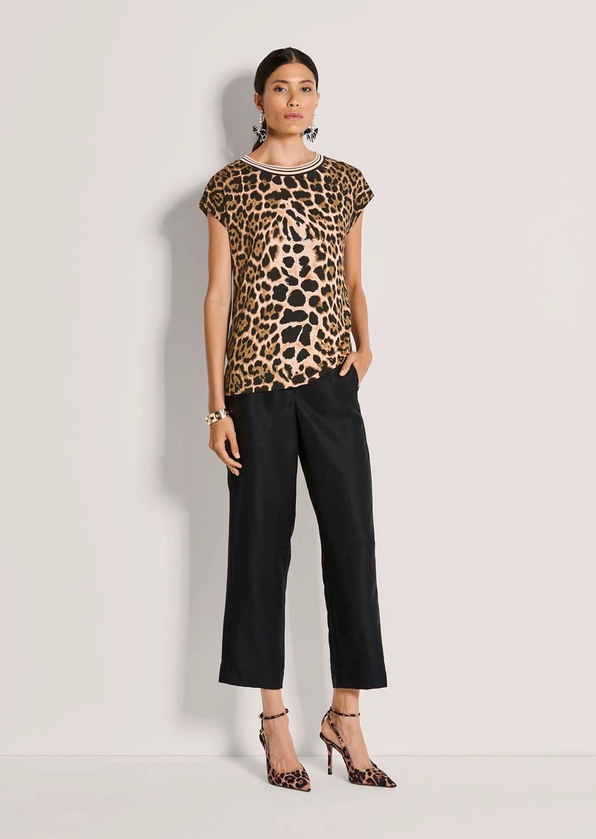 Leoparden-Shirt mit sportiver Blende
