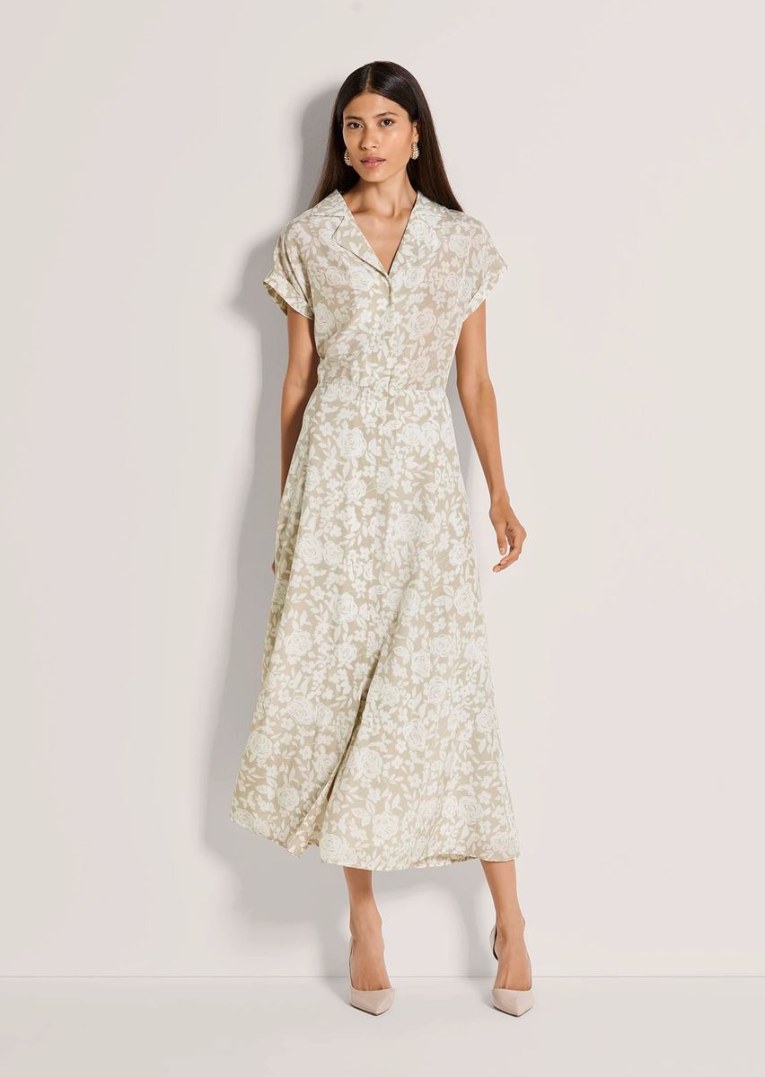 Florales Midi-Blusenkleid