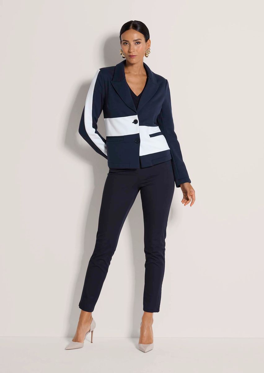 Asymmetrische Shirtjacke mit Blockstreifen