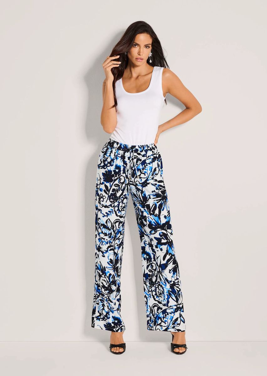 Bedruckte Sommerhose mit weitem Bein