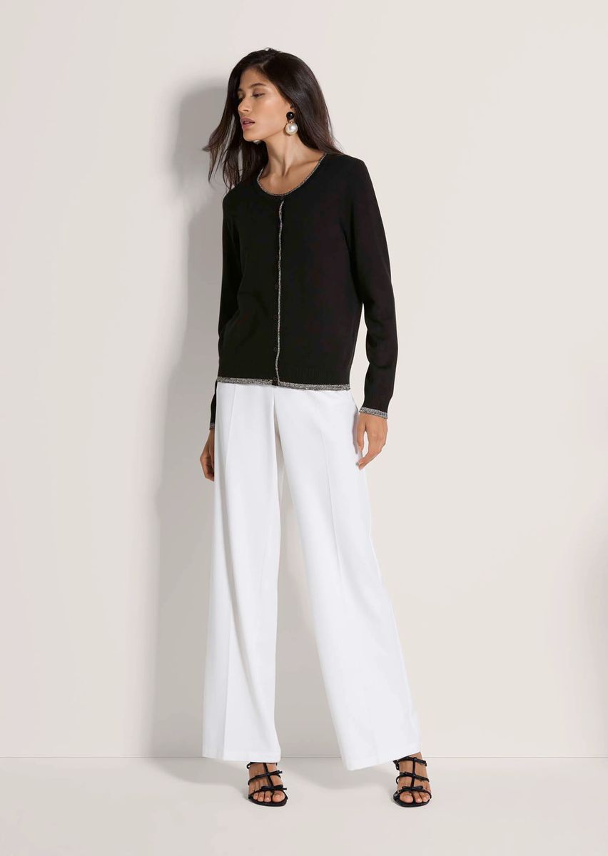 Feinstrick-Cardigan mit Glanzkanten