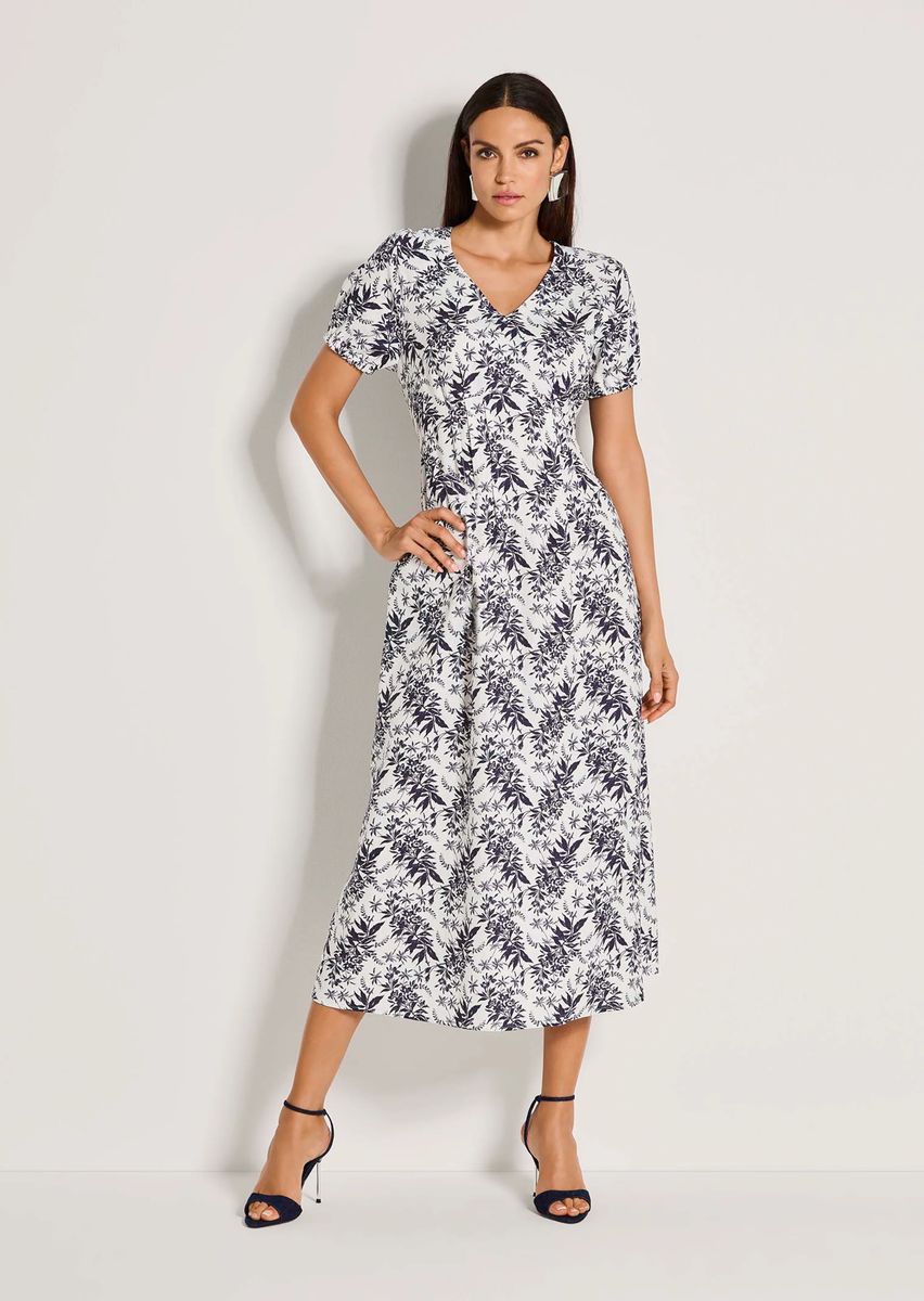 Florales Midikleid mit V-Ausschnitt