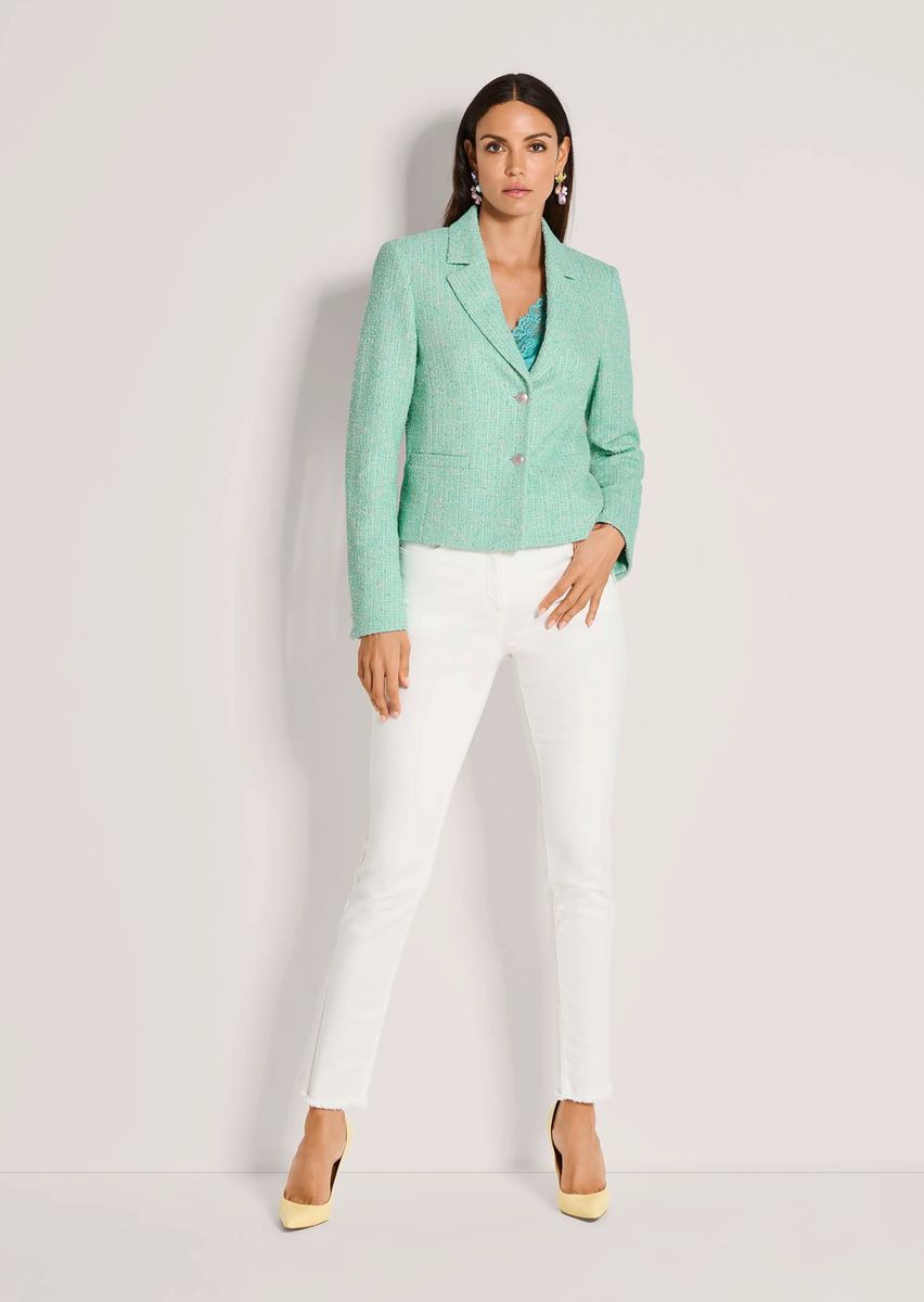 Kurzer Pailletten-Jerseyblazer in Tweed-Optik