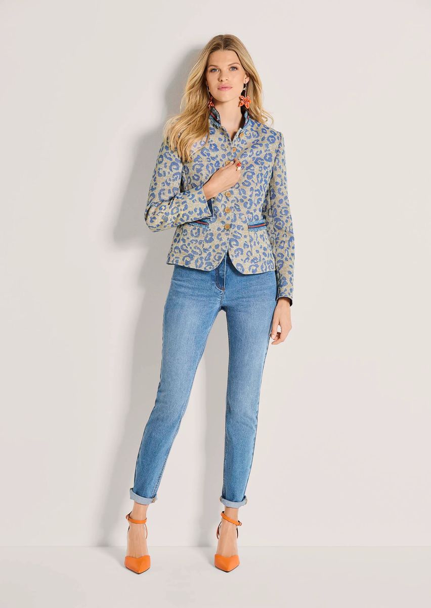 Leo-Jacquard-Blazer mit Stehkragen