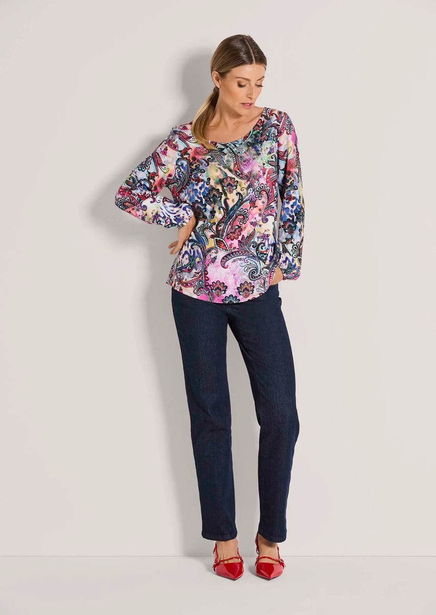 Farbenfrohe Viskosebluse mit Paisley-Muster