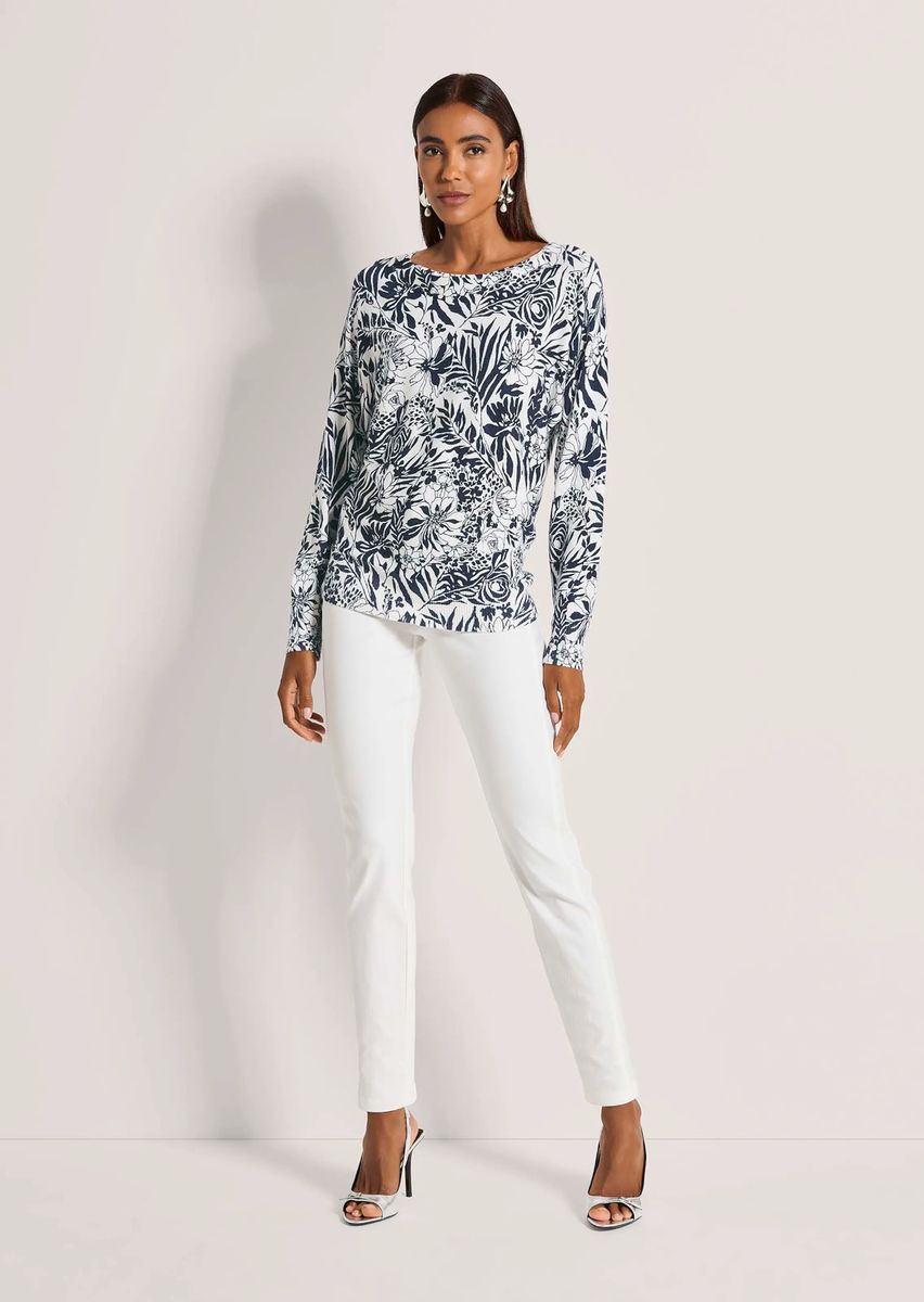 Pullover mit botanischem Blumenmuster