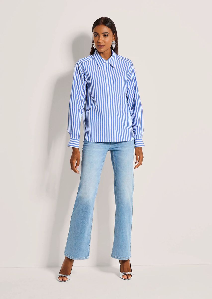 Gestreifte Oversize-Baumwoll-Longbluse