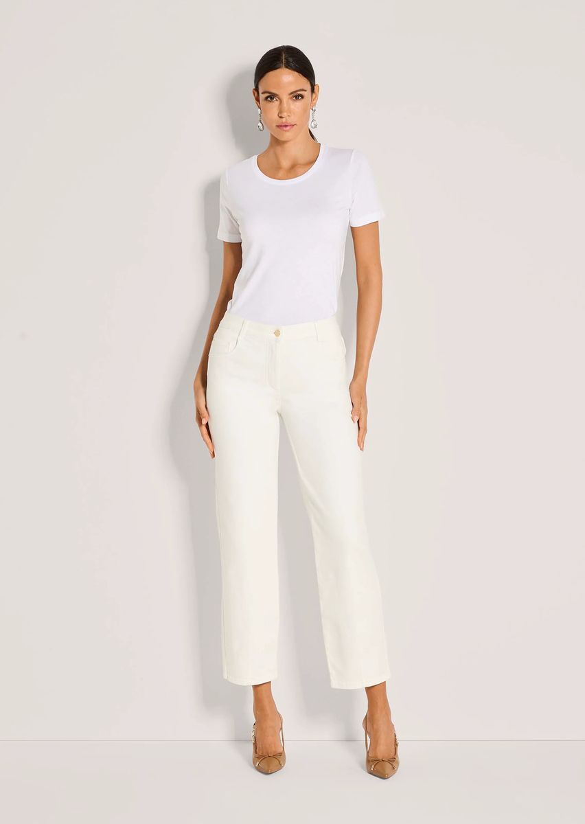Verkürzte Barrel-Jeans in Weiß