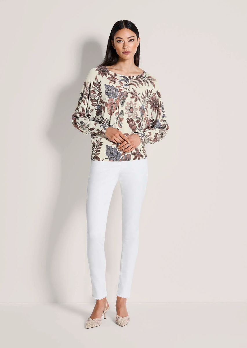Feinstrick-Pullover mit floralem Print