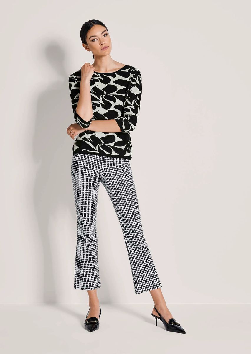 Jacquard-Pullover mit U-Boot-Ausschnitt