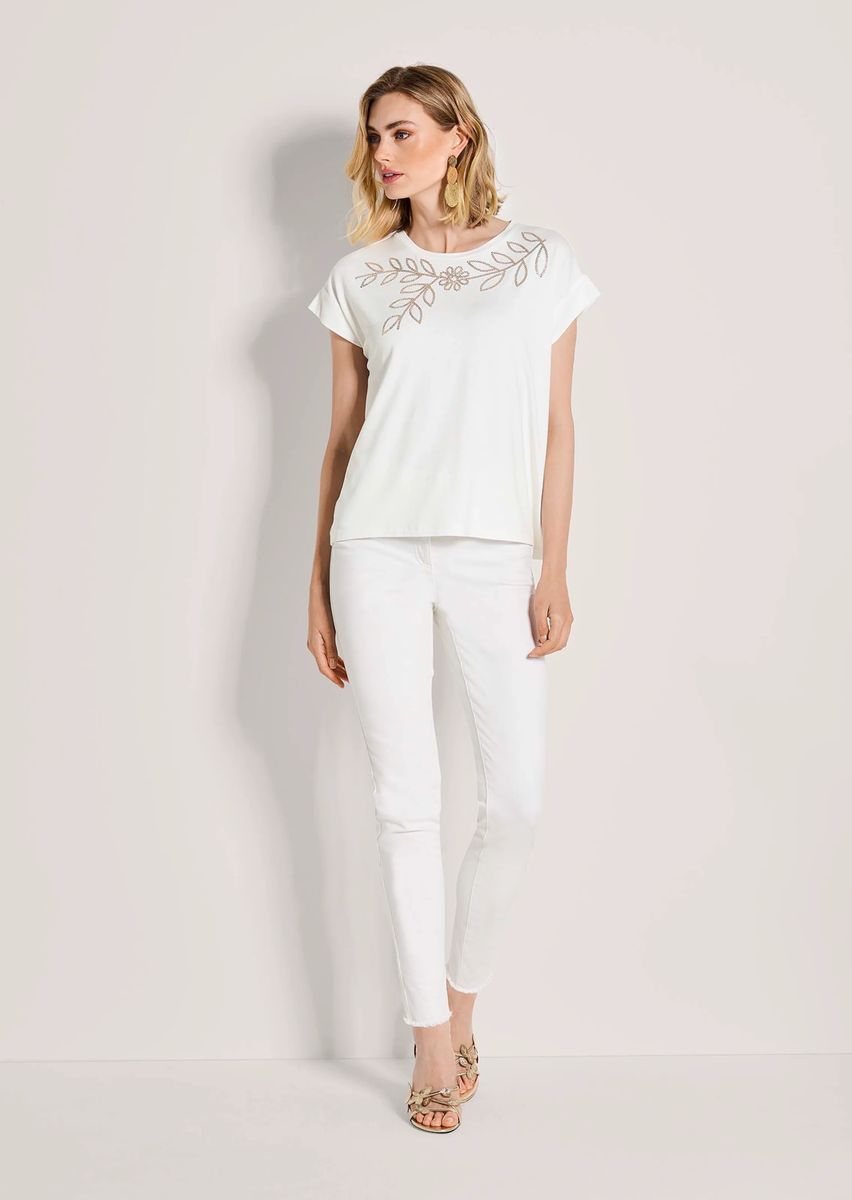Shirt mit Pailletten-Blumenmotiv