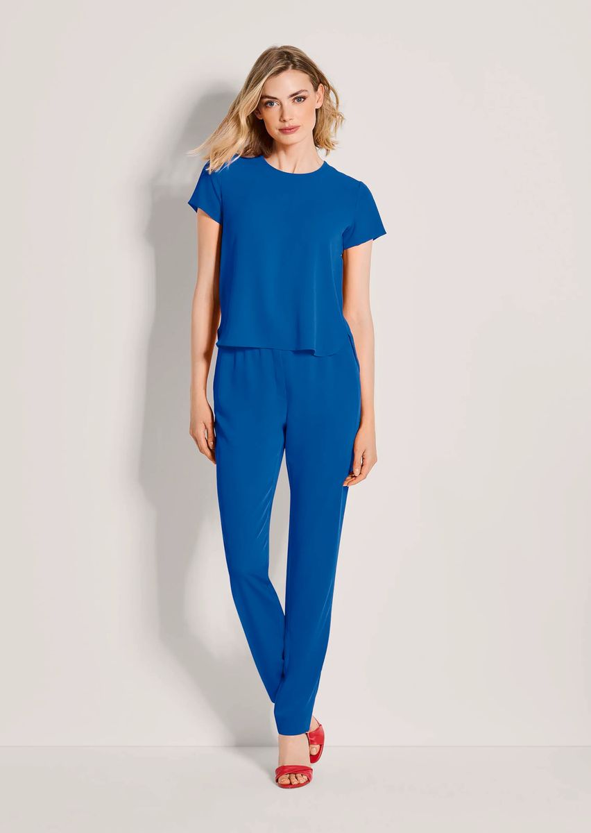 Minimalistisches Kurzarm-Blusenshirt mit Reißverschluss