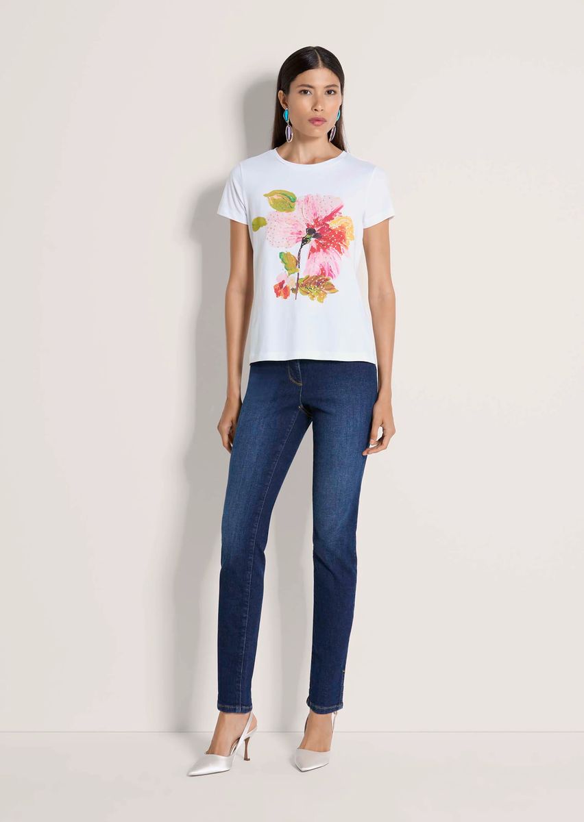 T-Shirt mit Pailletten-Blumenmotiv