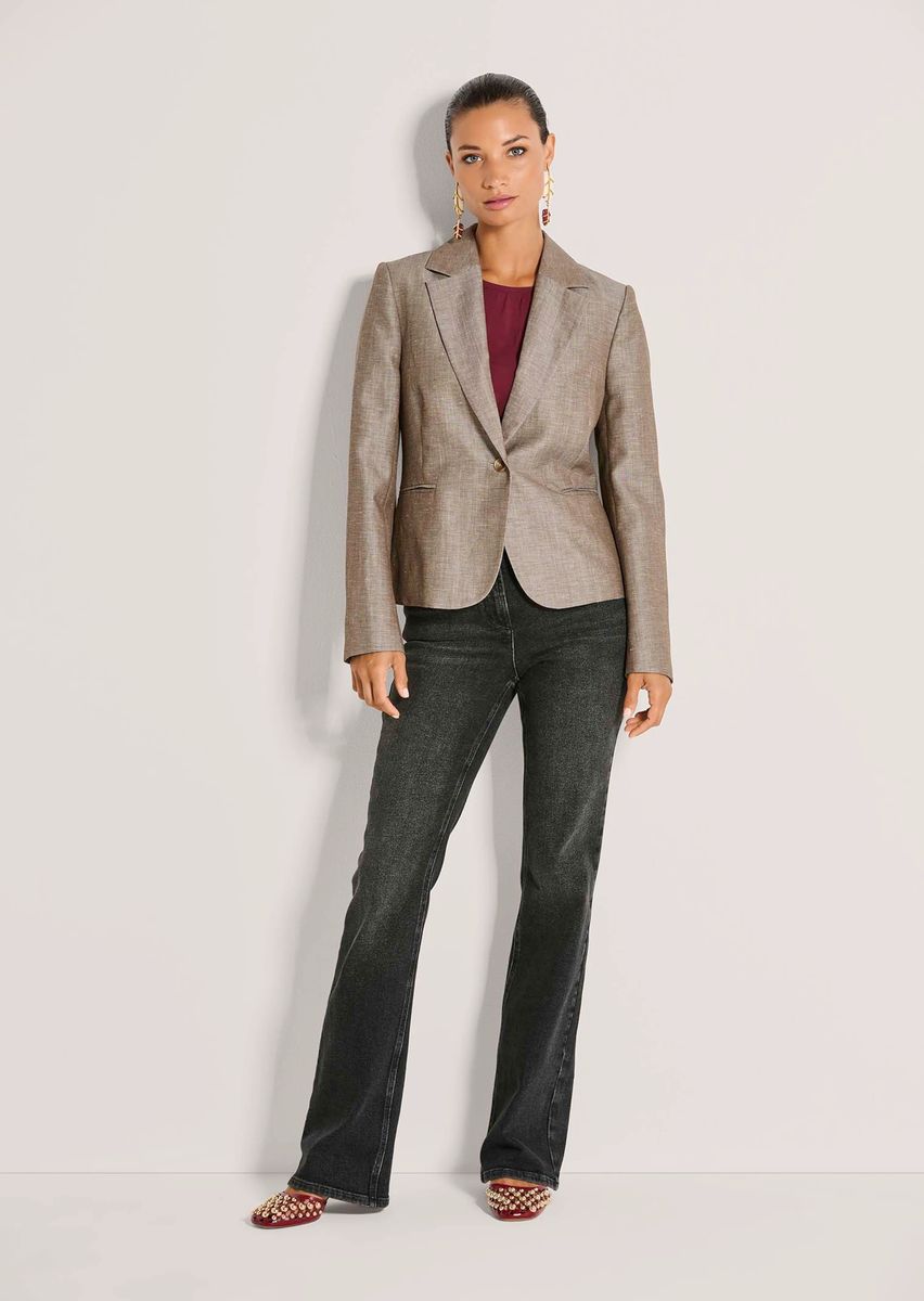 Einreihiger Blazer aus Leinen-Woll-Mix