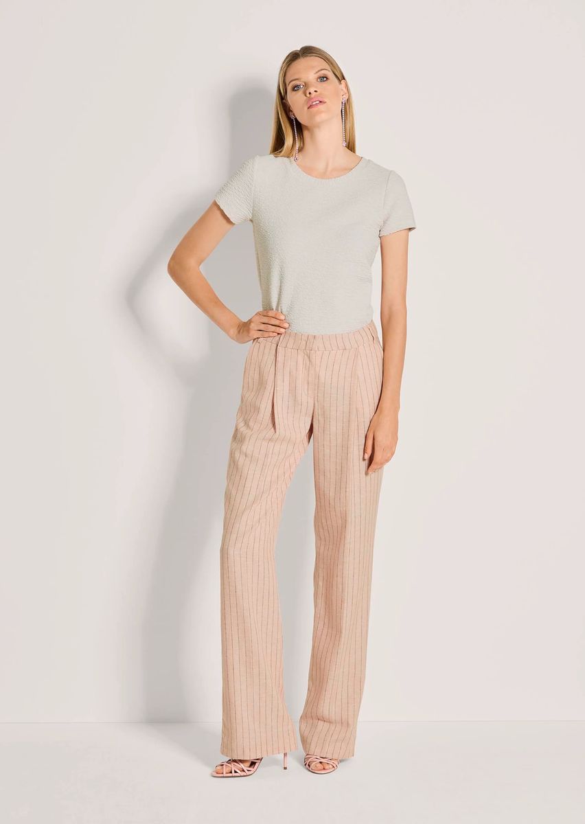 Weite Leinenhose mit Nadelstreifen