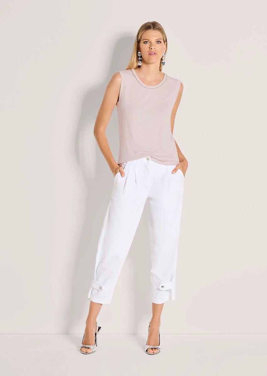 Ripp-Top mit Strass-Besatz