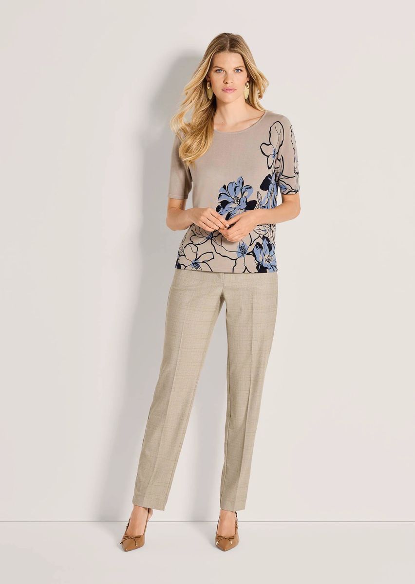 Feinstrick-Pullover mit floralem Motiv