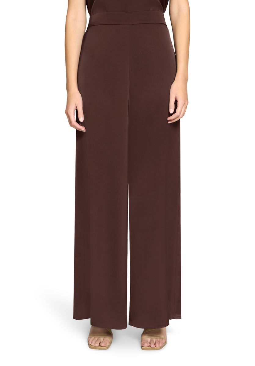 Hochtaillierte fließende Hose mit weitem Bein