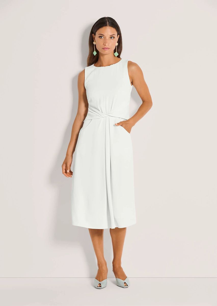 Ärmelloses Midikleid mit Taillendrapierung