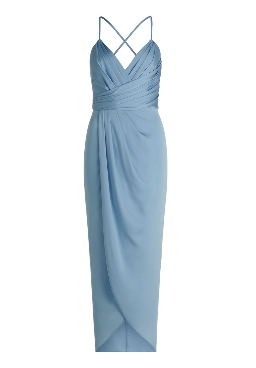 Elegantes Satin-Wickelkleid mit Raffung