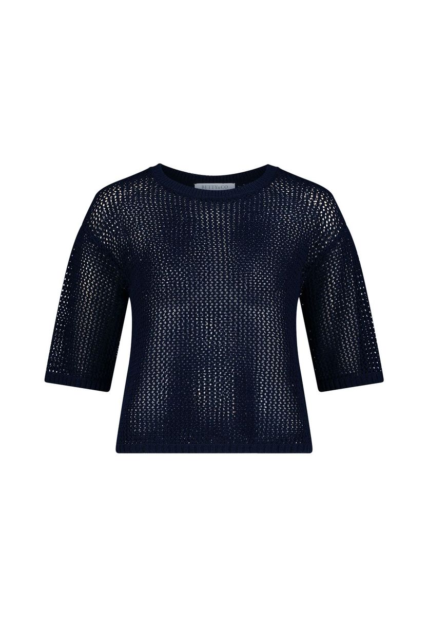 Gerader Strickpullover mit Lochmuster
