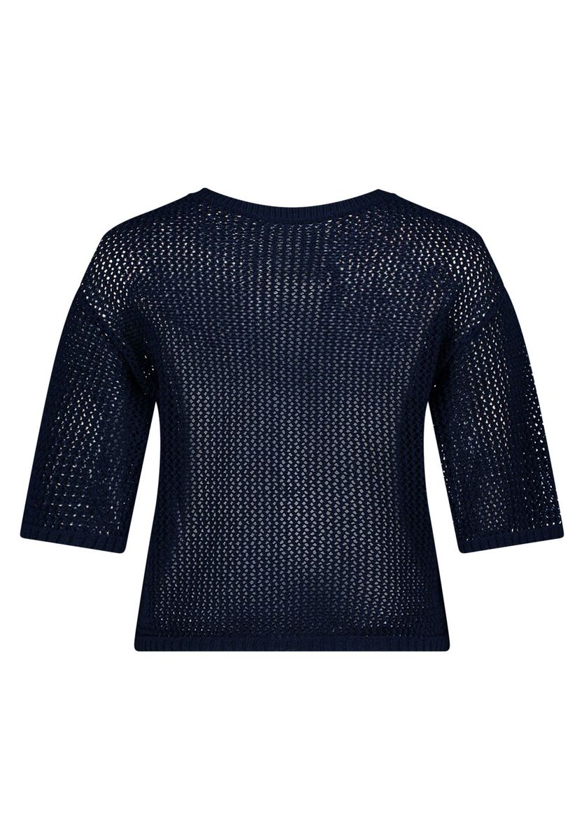 Gerader Strickpullover mit Lochmuster